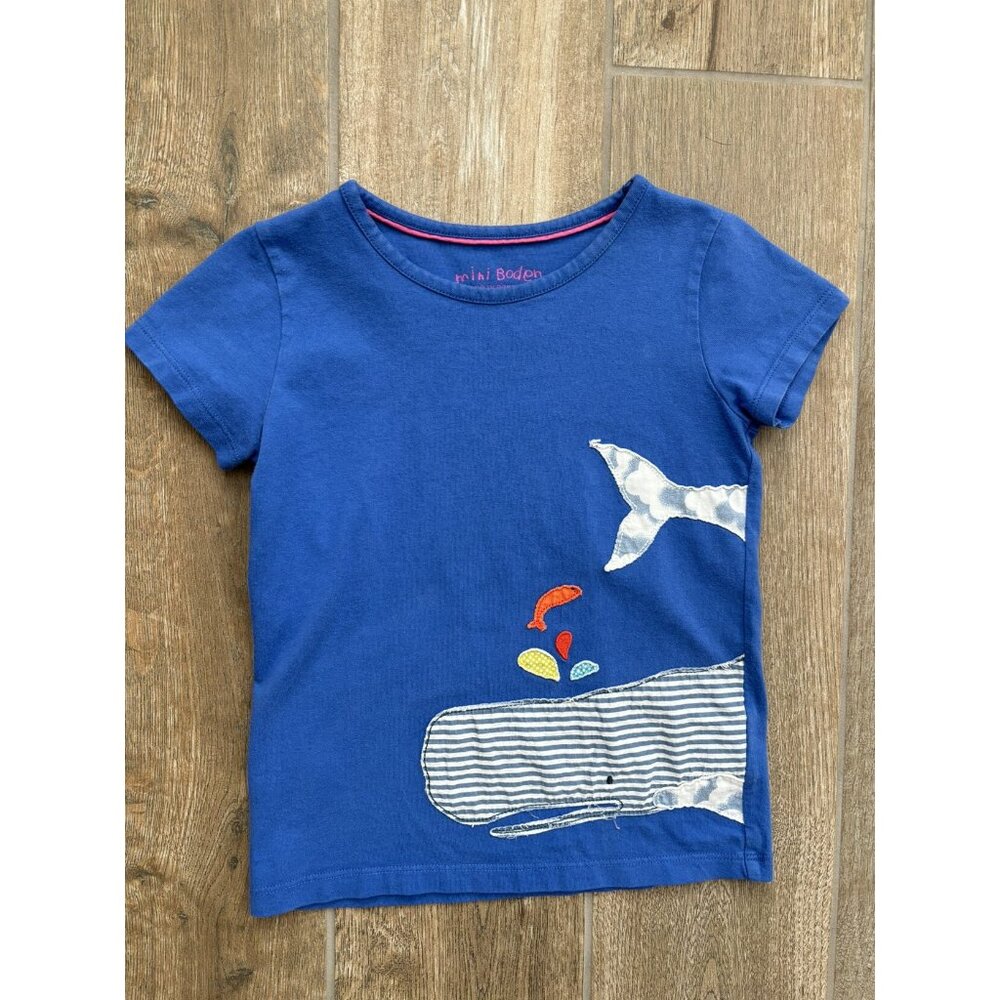 Mini Boden Boys Blue Whale Tee Size 3/4Y